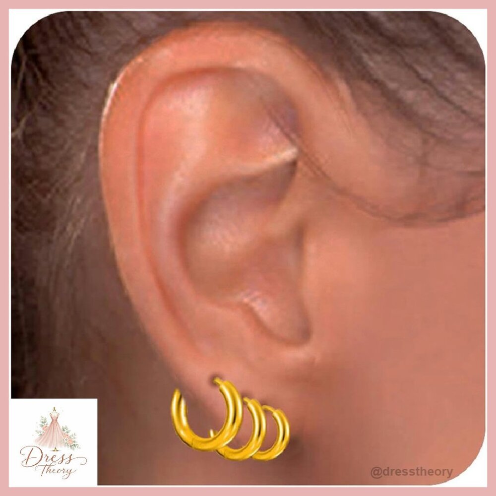 14k Gold Plated Chunky Hoop Earrings Hypoallergenic Stainless Steel
